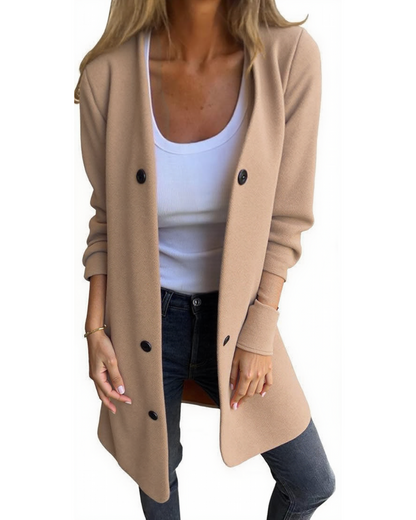 Jacheta casuală cu nasturi în față și buzunare pentru femei