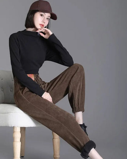 Pantaloni Groși Pentru Femei cu Căptușeală din Fleece