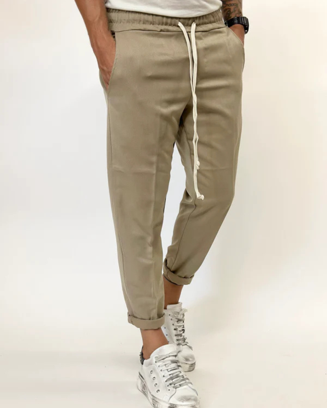 Pantaloni Jogger Pentru Bărbați cu Croială Relaxată și Talie Elastică cu Cordon