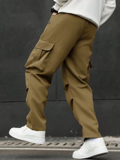Pantaloni Cargo Casual pentru Bărbați cu Buzunare Frontale