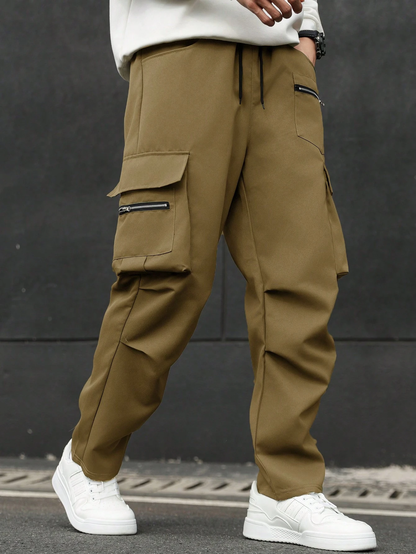Pantaloni Cargo Casual pentru Bărbați cu Buzunare Frontale