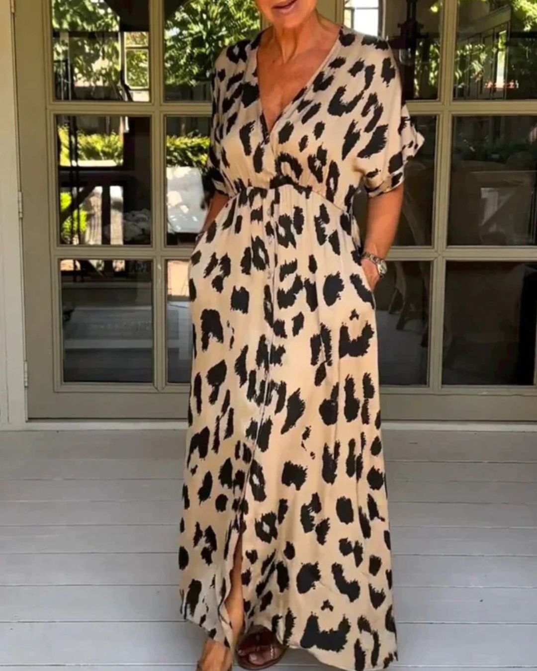 Rochie Maxi Pentru Femei cu Imprimare Modernă de Animale