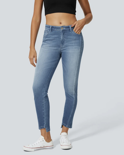 Blugi Skinny Elastici cu Mai Multe Buzunare și Fermoar