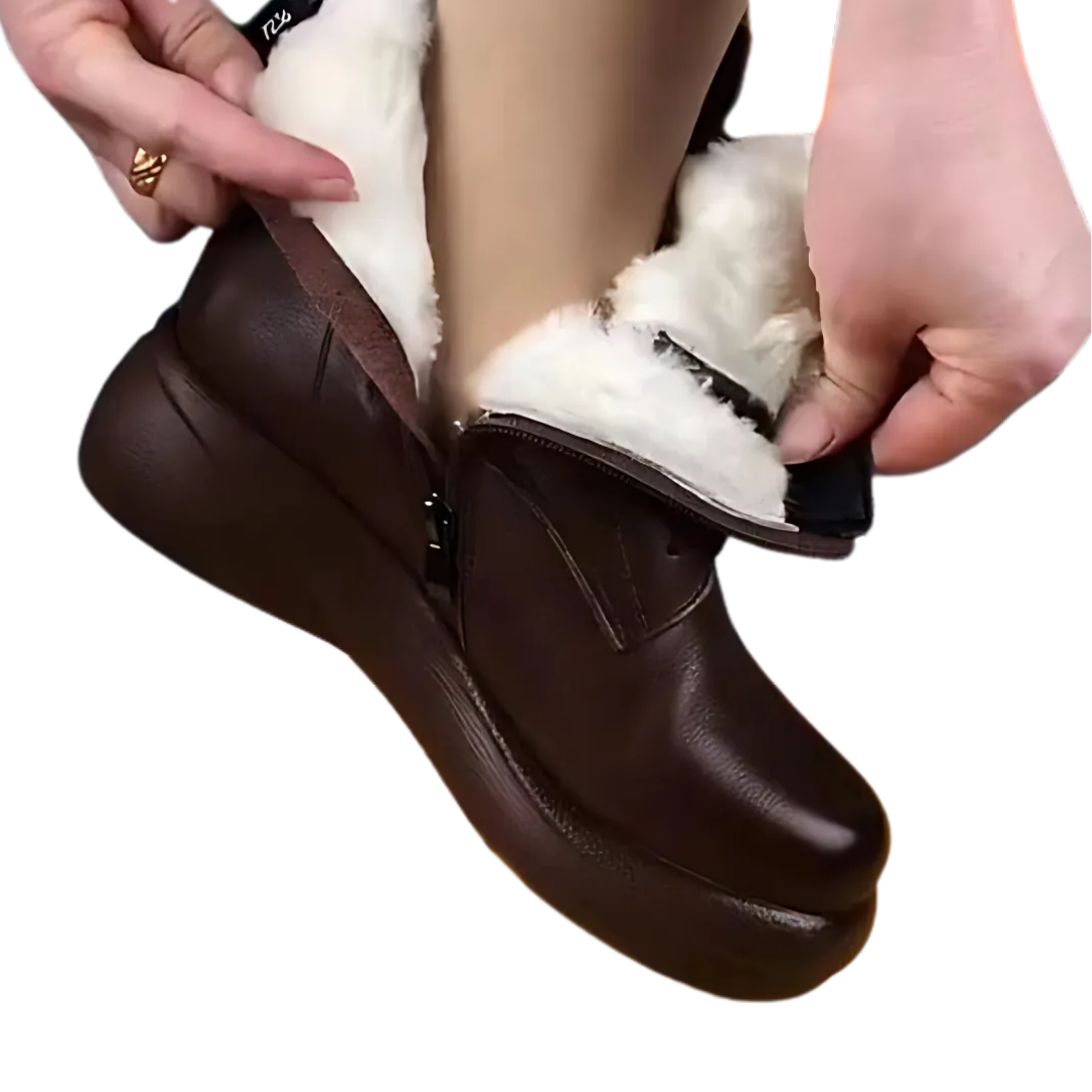 Cizme înalte din piele moale pentru femei cu șireturi și căptușeală din bumbac
