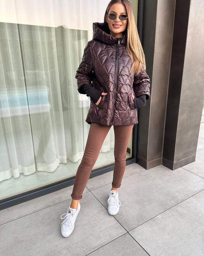 Jachetă Casual de Bumbac cu Glugă pentru Femei