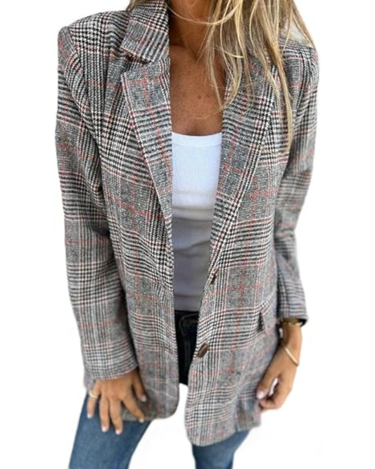 Sacou blazer în carouri cu design elegant pentru femei®