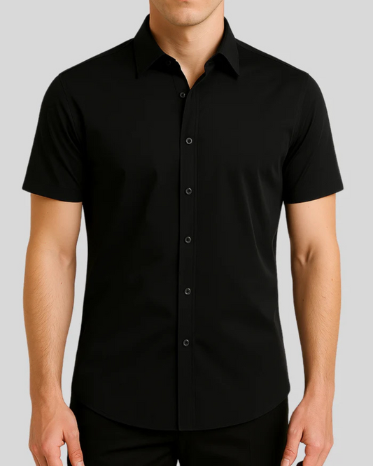 Tricou elastic cu nasturi și mâneci scurte