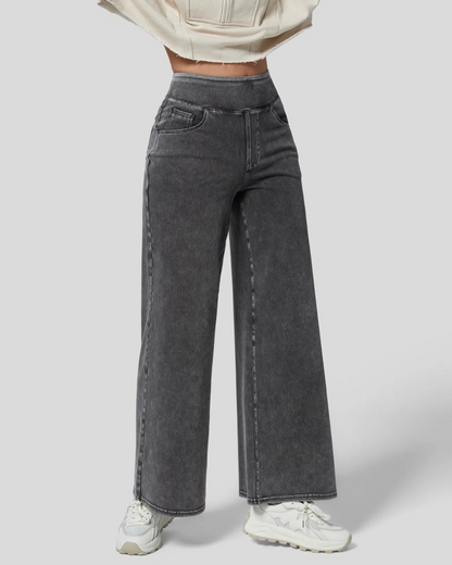 Pantaloni Largi cu Talia Înaltă și Mai Multe Buzunare pentru Femei