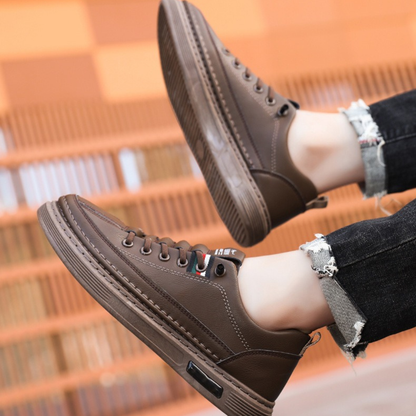 Adidași casual din piele naturală cu talpă flexibilă pentru bărbați