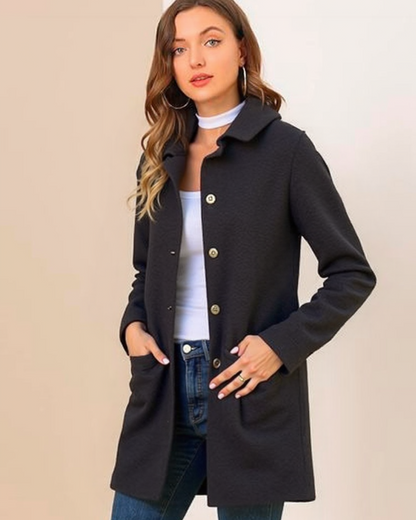 Jacheta casuală cu nasturi în față și buzunare pentru femei