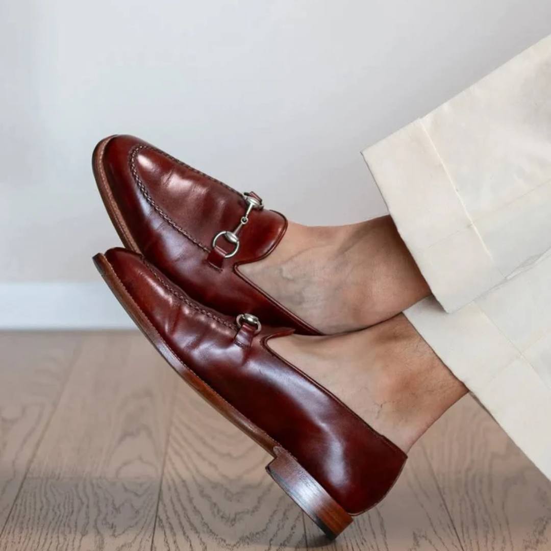 Mocasini Din Piele Lucrați Manual Cu Detaliu Cataramă Pentru Bărbați