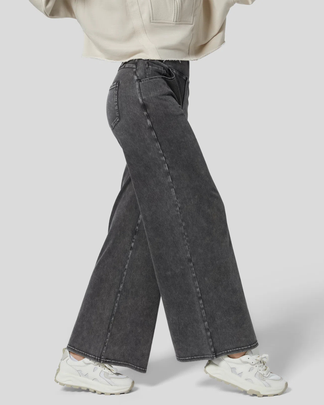 Pantaloni Largi cu Talia Înaltă și Mai Multe Buzunare pentru Femei