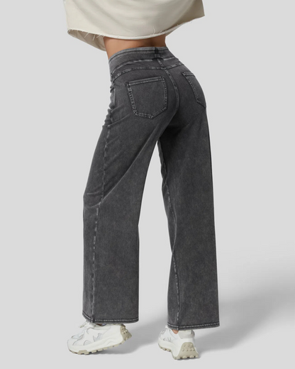 Pantaloni Largi cu Talia Înaltă și Mai Multe Buzunare pentru Femei