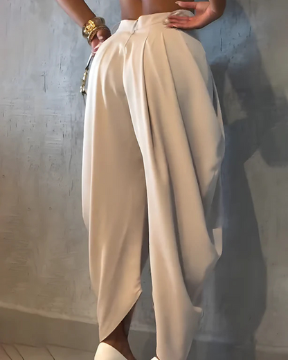 Pantaloni casual cu talie înaltă și strânși în partea de jos pentru femei