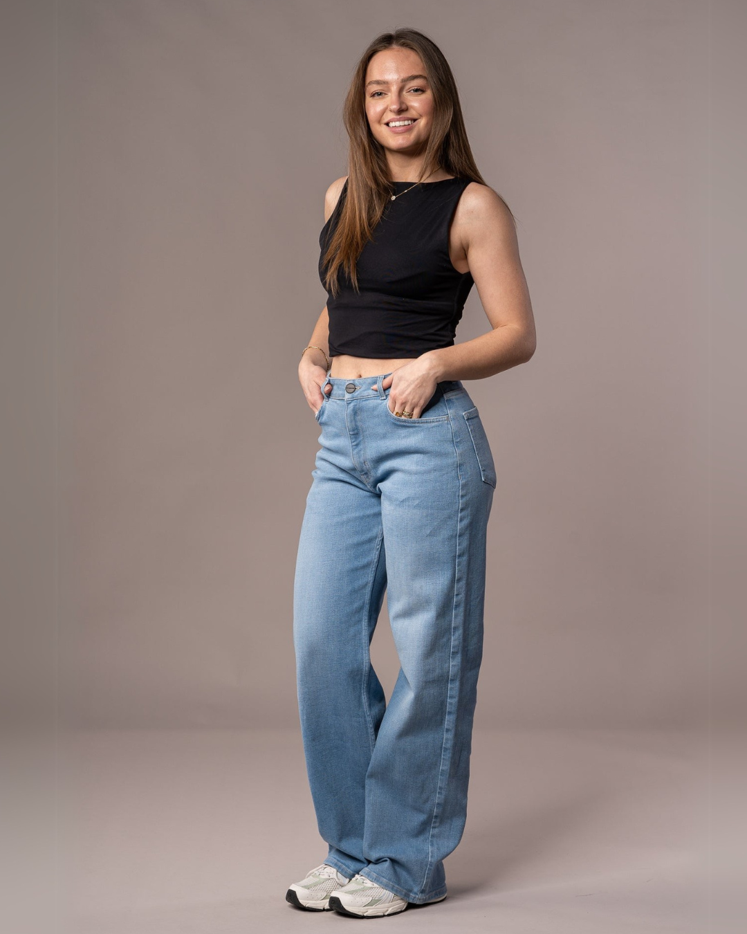 Pantaloni cu Talie Înaltă și Croială Alungită pentru Femei