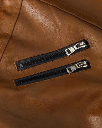 Jacheta din piele pentru bărbați cu glugă®