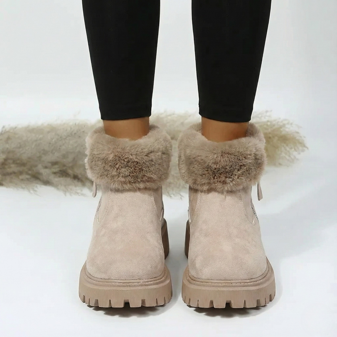 Ghete de iarnă cu căptușeală călduroasă și talpă robustă pentru femei