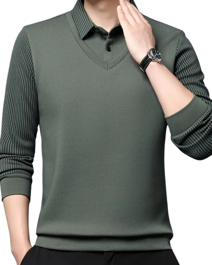 Cămașă din Două Piese cu Guler Fals în Dungi pentru Bărbați®