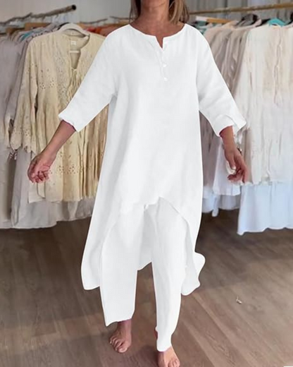 Set Casual din In pentru Femei Stil Natural