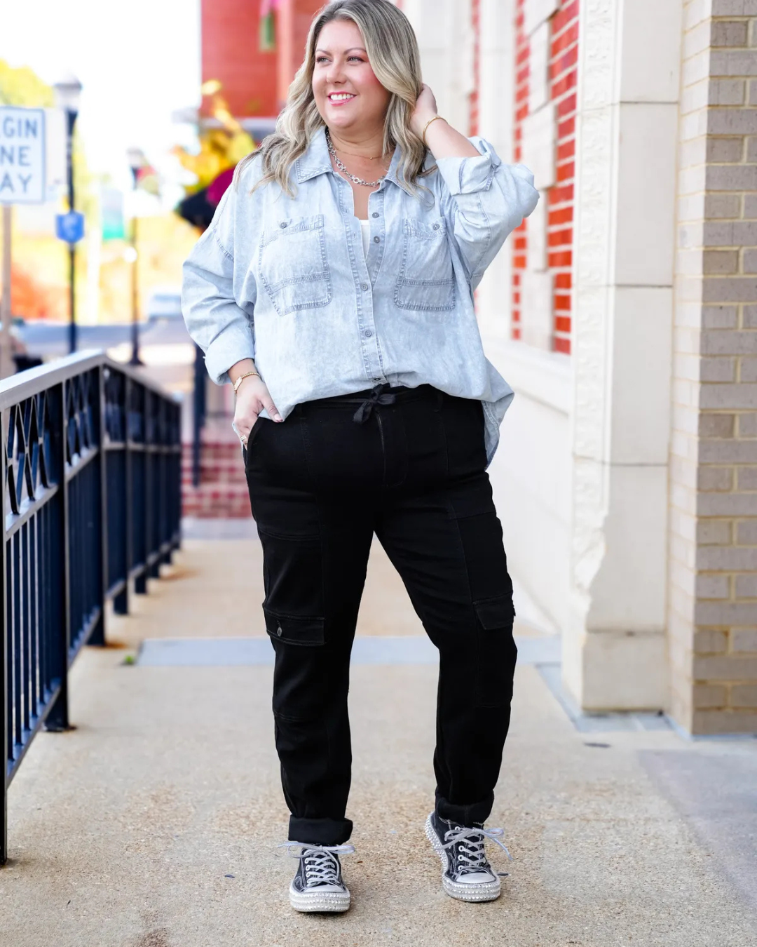 Pantaloni Sport cu Talie Înaltă și Manșete Cargo pentru Femei