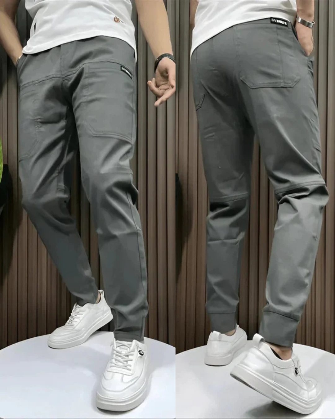 Pantaloni elastic premium ajustati pentru bărbați