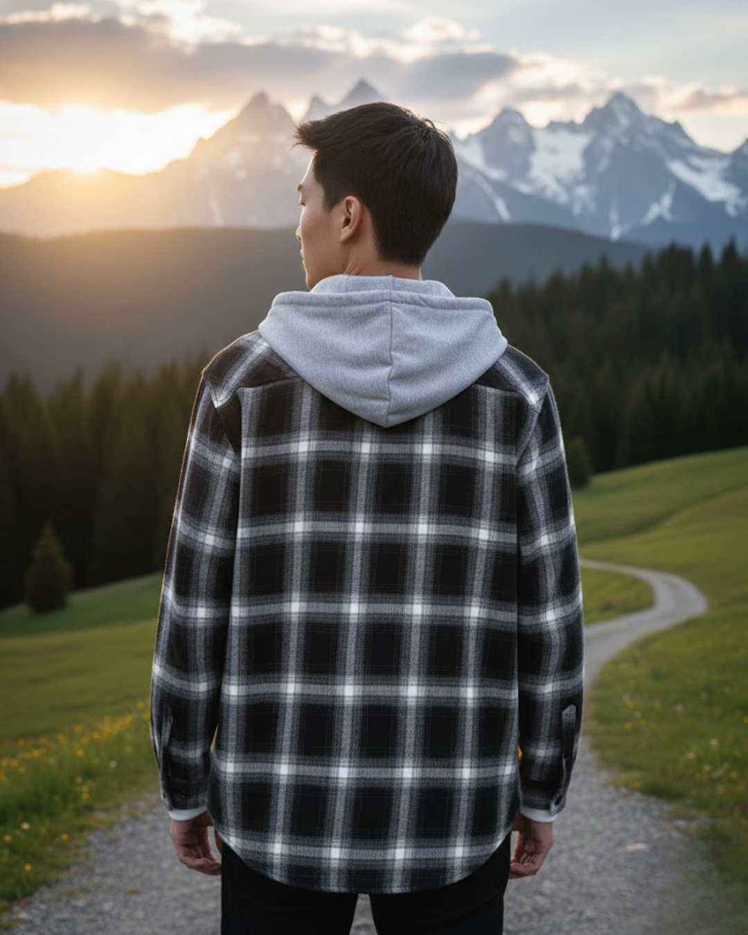 Cămașă Lavnis cu Glugă și Fermoar Pentru Bărbați