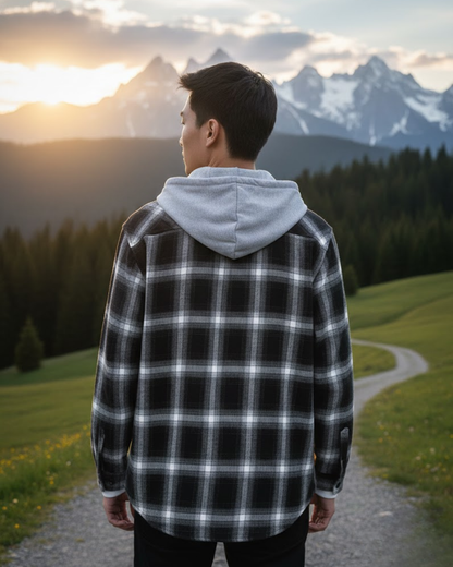 Cămașă Lavnis cu Glugă și Fermoar Pentru Bărbați