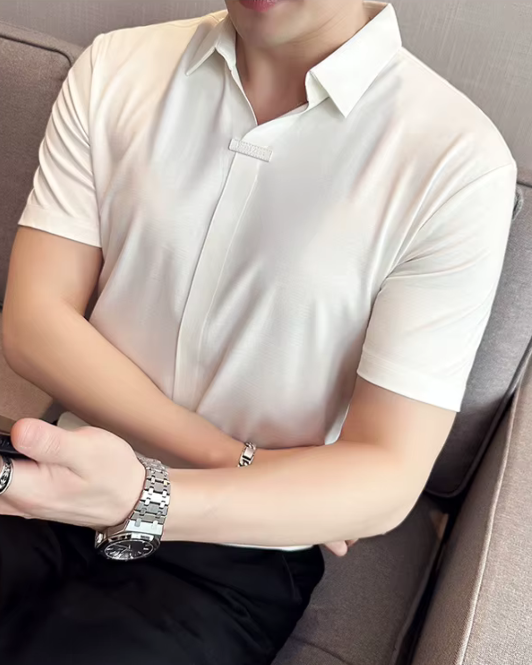 -Elasticitate Ridicată, Ușoară, Moale și Rezistentă la încrețire Cămașă Polo Pentru Bărbați în Culoare Solidă