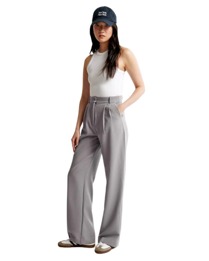 Pantaloni cu Talie Înaltă pentru Femei, cu Crăpături Elegante și Croială Largă