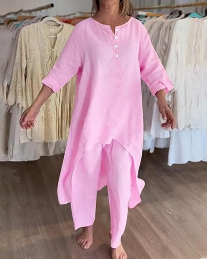 Set Casual din In pentru Femei Stil Natural