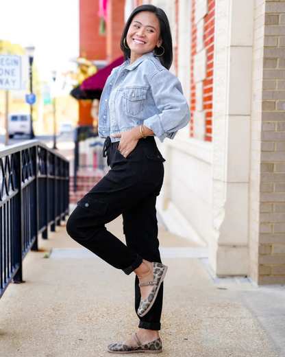 Pantaloni Sport cu Talie Înaltă și Manșete Cargo pentru Femei