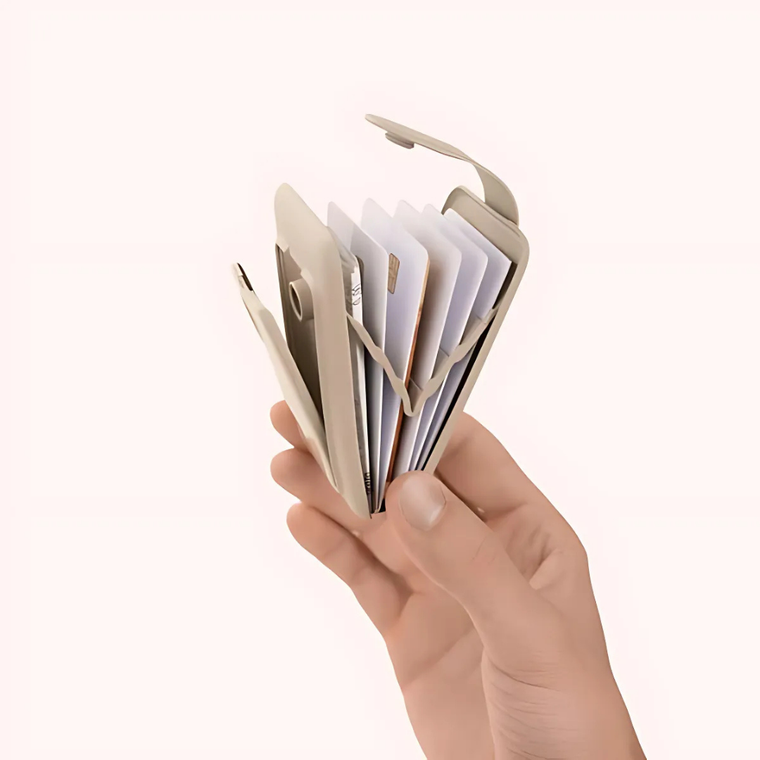 Portofel minimalist cu protecție RFID și design compact pentru carduri