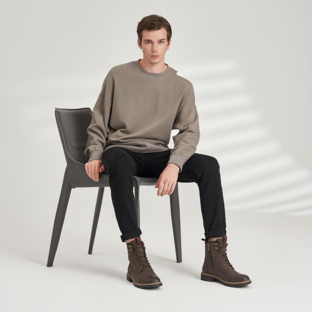 Cizme din piele pentru bărbați cu talpă antiderapantă