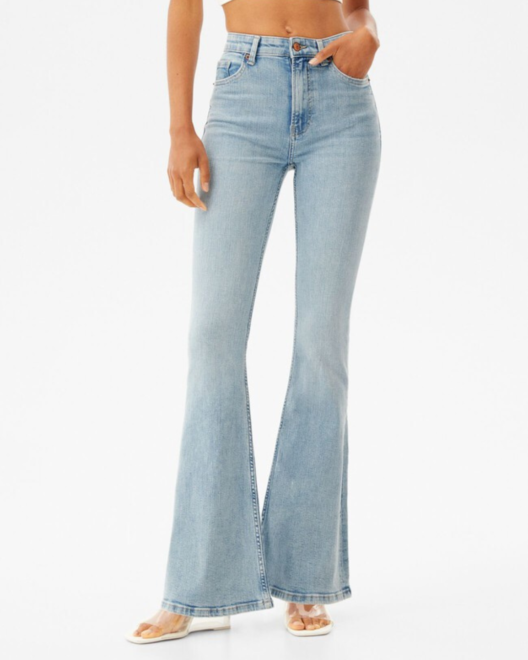 Blugi cu Curea Elastică cu Talie înaltă Pentru Femei